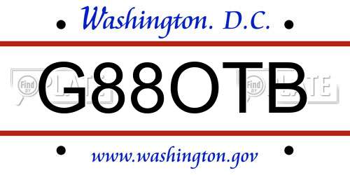 G88OTB District Of Columbia License Plate