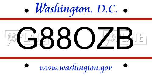 G88OZB District Of Columbia License Plate