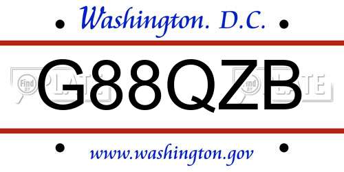 G88QZB District Of Columbia License Plate
