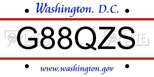G88QZS District Of Columbia License Plate