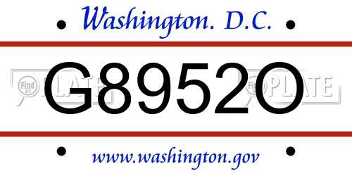 G8952O District Of Columbia License Plate