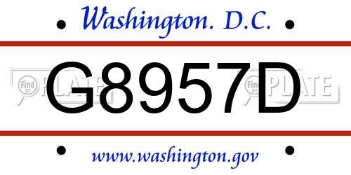 G8957D District Of Columbia License Plate