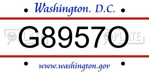 G8957O District Of Columbia License Plate