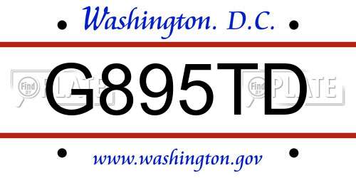 G895TD District Of Columbia License Plate