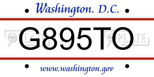 G895TO District Of Columbia License Plate