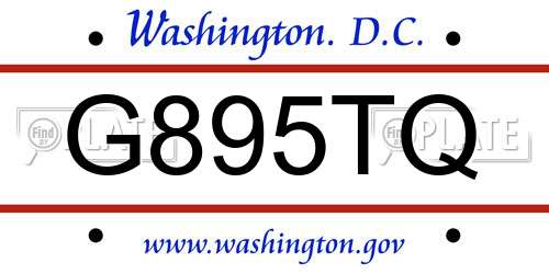G895TQ District Of Columbia License Plate