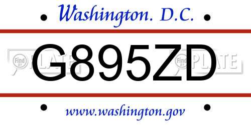 G895ZD District Of Columbia License Plate