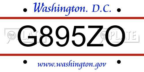G895ZO District Of Columbia License Plate