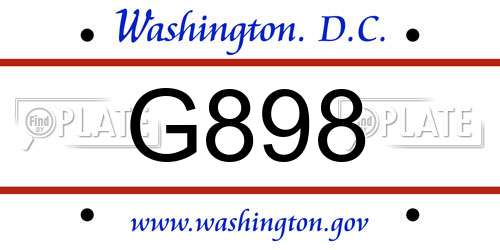 G898 District Of Columbia License Plate