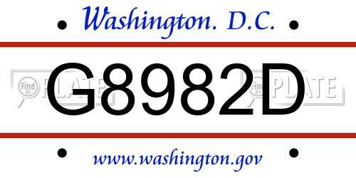 G8982D District Of Columbia License Plate