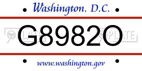 G8982O District Of Columbia License Plate