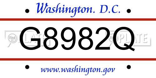 G8982Q District Of Columbia License Plate