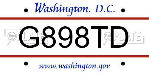 G898TD District Of Columbia License Plate