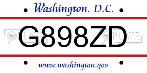 G898ZD District Of Columbia License Plate