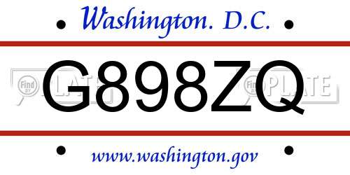 G898ZQ District Of Columbia License Plate