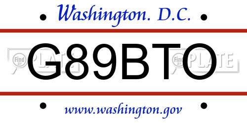G89BTO District Of Columbia License Plate