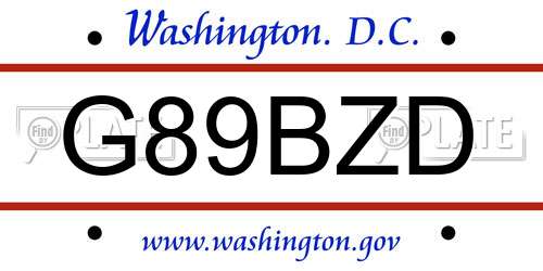 G89BZD District Of Columbia License Plate