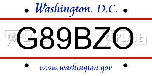 G89BZO District Of Columbia License Plate