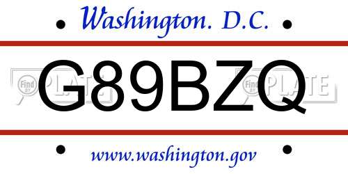 G89BZQ District Of Columbia License Plate