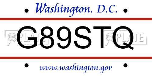 G89STQ District Of Columbia License Plate