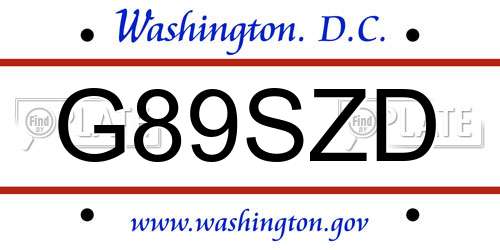 G89SZD District Of Columbia License Plate