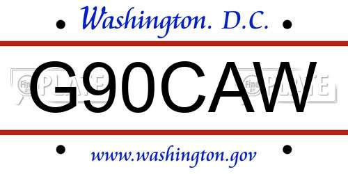 G90CAW District Of Columbia License Plate