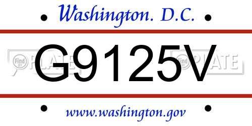 G9125V District Of Columbia License Plate