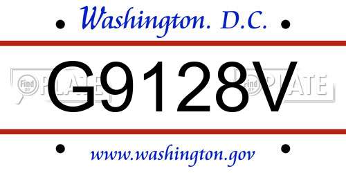 G9128V District Of Columbia License Plate