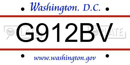 G912BV District Of Columbia License Plate