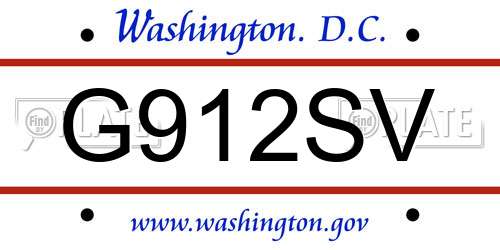 G912SV District Of Columbia License Plate