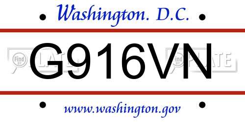 G916VN District Of Columbia License Plate
