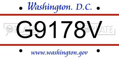 G9178V District Of Columbia License Plate