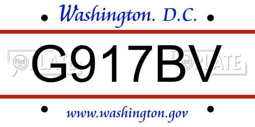 G917BV District Of Columbia License Plate