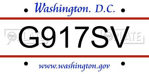 G917SV District Of Columbia License Plate