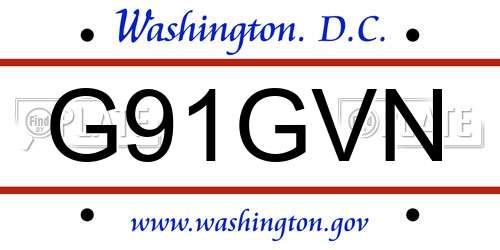 G91GVN District Of Columbia License Plate