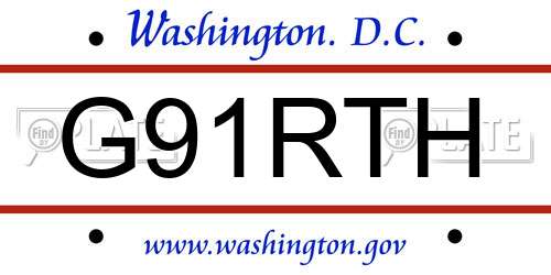 G91RTH District Of Columbia License Plate