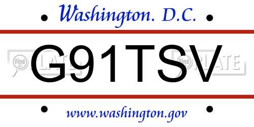 G91TSV District Of Columbia License Plate