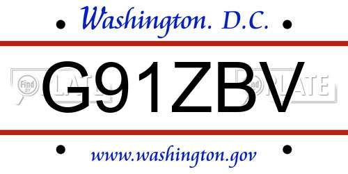 G91ZBV District Of Columbia License Plate