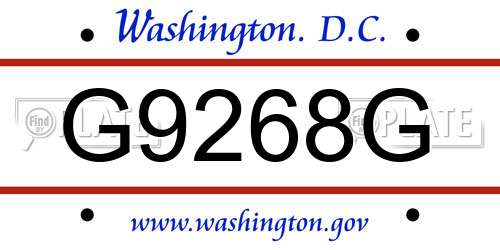 G9268G District Of Columbia License Plate
