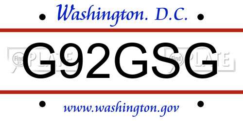 G92GSG District Of Columbia License Plate