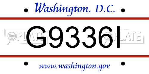 G9336I District Of Columbia License Plate