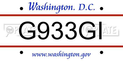G933GI District Of Columbia License Plate