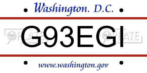 G93EGI District Of Columbia License Plate