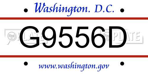 G9556D District Of Columbia License Plate