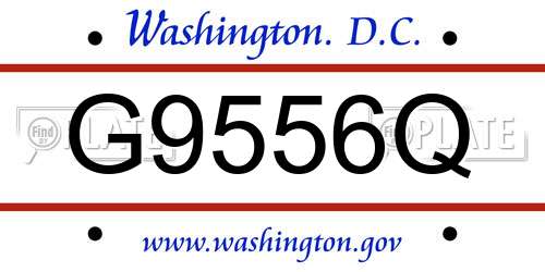 G9556Q District Of Columbia License Plate