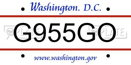 G955GO District Of Columbia License Plate