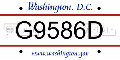 G9586D District Of Columbia License Plate