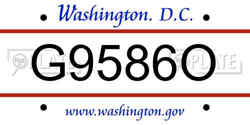 G9586O District Of Columbia License Plate