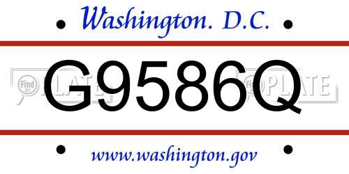 G9586Q District Of Columbia License Plate