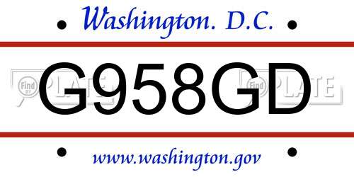 G958GD District Of Columbia License Plate